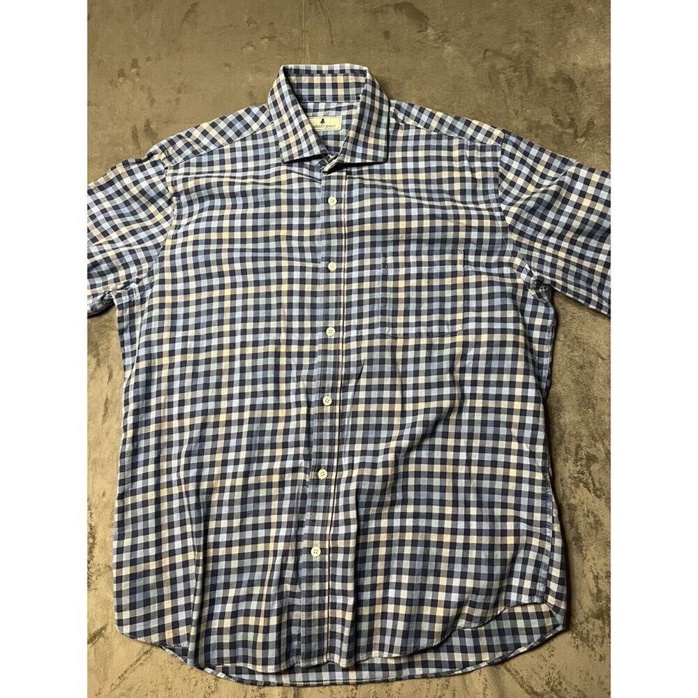 Southern Pines Button Shirt Men's Large‎ Blue Plaid Check